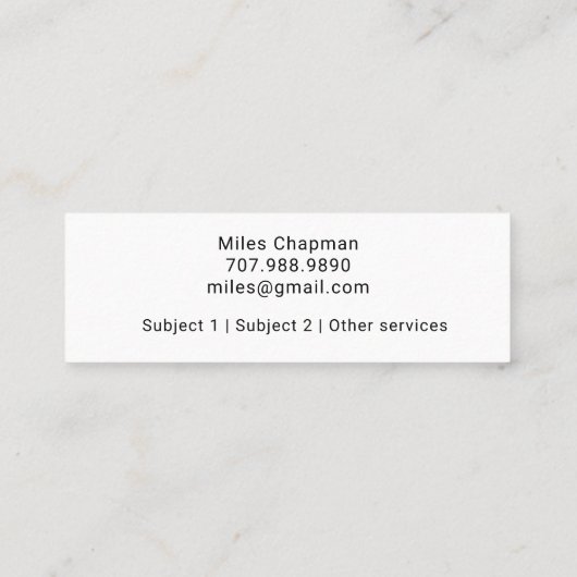 Tutor of leraar gloeilamp krijtbord grillig mini visitekaartje (Achterkant)