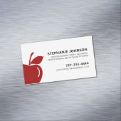 Tutor Ondernemer Ruby Red Apple Logo Zwart Tekst Magnetisch Visitekaartje (Voorbeeld)