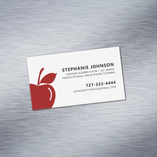 Tutor Ondernemer Ruby Red Apple Logo Zwart Tekst Magnetisch Visitekaartje (Voorbeeld)