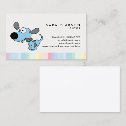 Tutor onderwijs tutoring cartoon hond visitekaartje (Voorkant / Achterkant)