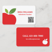 Tutor Substitute Teacher Aangepaste QR-code Visitekaartje (Voorkant / Achterkant)