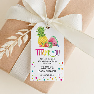 Tutti Fruitti Baby shower Bedankt voor je steun Cadeaulabel