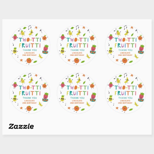 Tutti Fruitti Birthday Custom Cute Fruits Ronde Sticker (Vel)