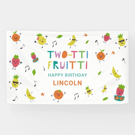 Tutti Fruitti Birthday Custom Cute Fruits Spandoek (Horizontaal)