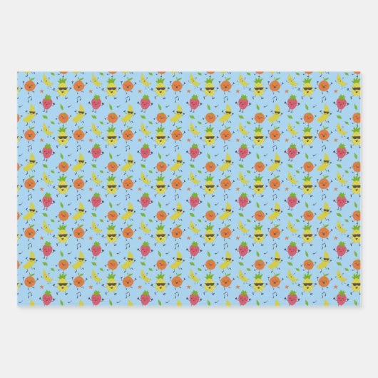 Tutti Fruitti Birthday Pattern Cute Fruits Inpakpapier Vel (Voorkant)