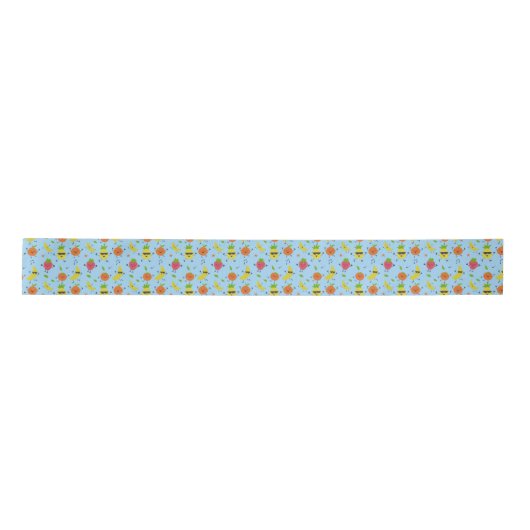 Tutti Fruitti Birthday Pattern Cute Fruits Satijnen Lint (Voorkant)