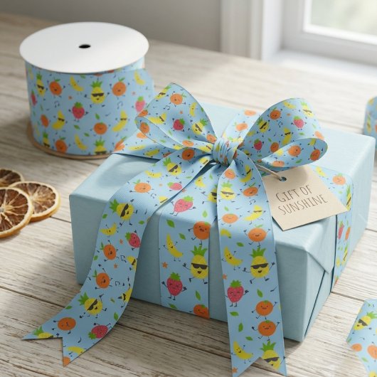 Tutti Fruitti Birthday Pattern Cute Fruits Satijnen Lint