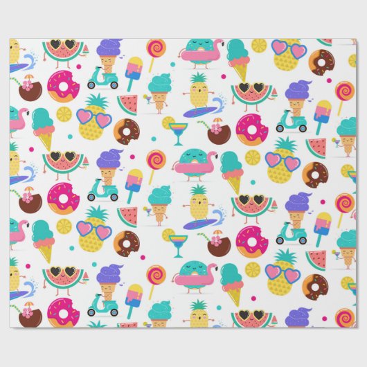 Tutti Fruitti Summer Fruit Ice Cream Treparty Cadeaupapier (Vlak)
