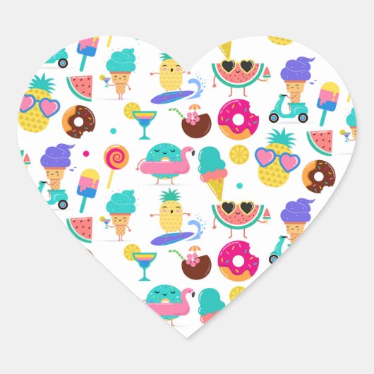 Tutti Fruitti Summer Fruit Ice Cream Treparty Hart Sticker (Voorkant)