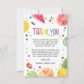 Tutti Fruitti Sweet Baby shower Bedankkaart (Voorkant)