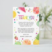 Tutti Fruitti Sweet Baby shower Bedankkaart (Staand voorkant)