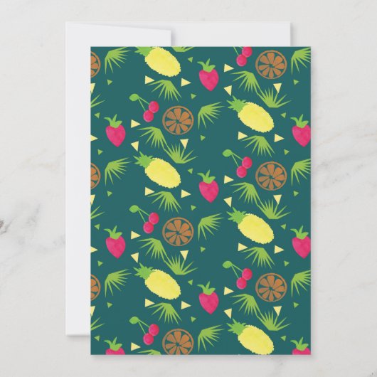 Tutti Fruitti Tropical Double Pattern Invitation Kaart (Achterkant)