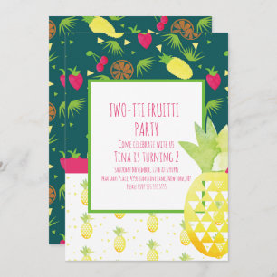 Tutti Fruitti Tropical Double Pattern Invitation Kaart