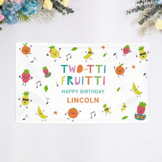 Tutti Fruitti Verjaardag Aangepaste Mooie Vruchten Spandoek