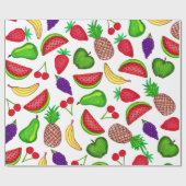 Tutti Fruity Hand Drawn Summer Mixed Fruit Cadeaupapier (Vlak)
