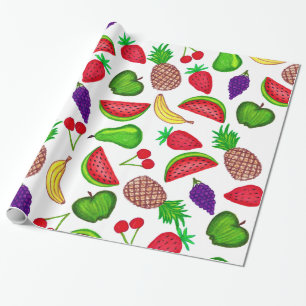 Tutti Fruity Hand Drawn Summer Mixed Fruit Cadeaupapier