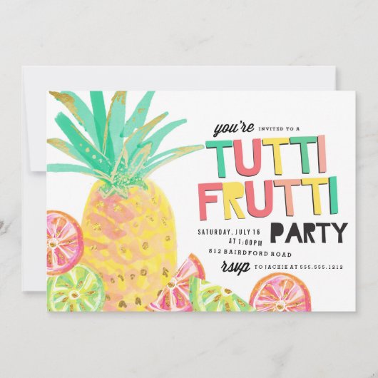 TUTTI FRUTTI anineapple verjaardagsuitnodiging Kaart (Voorkant)