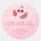 Tutti Frutti Baby Shower  Ronde Sticker (Voorkant)