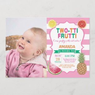 Tutti Frutti Birthday Party Invitation 2nd Bday Kaart