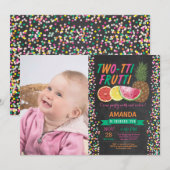 Tutti Frutti Birthday Party Invitation 2nd Bday Kaart (Voorkant / Achterkant)