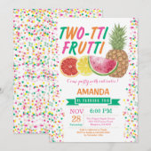 Tutti Frutti Birthday Party Invitation 2nd Bday Kaart (Voorkant / Achterkant)
