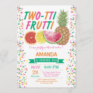 Tutti Frutti Birthday Party Invitation 2nd Bday Kaart