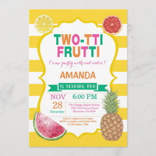 Tutti Frutti Birthday Party Invitation 2nd Bday Kaart