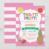 Tutti Frutti Birthday Party Invitation 2nd Bday Kaart (Voorkant / Achterkant)