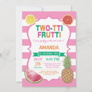 Tutti Frutti Birthday Party Invitation 2nd Bday Kaart