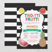 Tutti Frutti Birthday Party Invitation 2nd Bday Kaart (Voorkant / Achterkant)