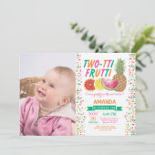 Tutti Frutti Birthday Party Invitation 2nd Bday Kaart (Staand voorkant)