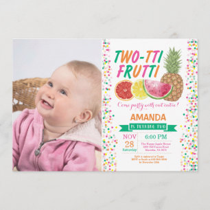 Tutti Frutti Birthday Party Invitation 2nd Bday Kaart