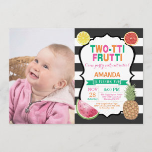 Tutti Frutti Birthday Party Invitation 2nd Bday Kaart