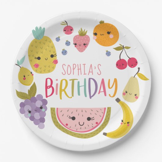 Tutti Frutti Birthday Party Paper Borden Papieren Bordje (Voorkant)