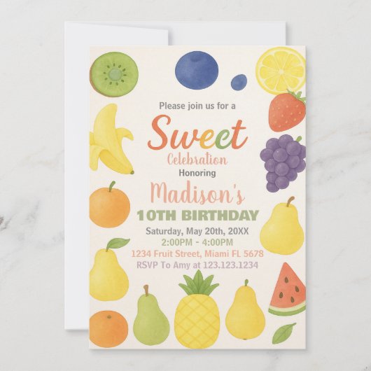 Tutti Frutti Birthday Uitnodiging (Voorkant)