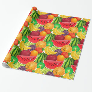 Tutti Frutti Bright Watermelons Kiwi Bananas Fruit Cadeaupapier