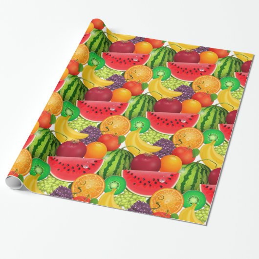 Tutti Frutti Bright Watermelons Kiwi Bananas Fruit Cadeaupapier (Uitgerold)