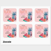 Tutti Frutti Eerste Verjaardagsfeest Vierkante Sticker (Vel)