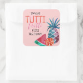 Tutti Frutti Eerste Verjaardagsfeest Vierkante Sticker (Tas)