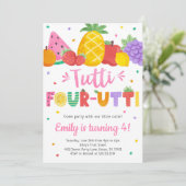 Tutti Frutti Four-utti 4e verjaardag uitnodiging (Staand voorkant)