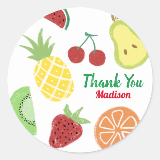 Tutti frutti Fresh Summer Birthday Shower Ronde Sticker (Voorkant)