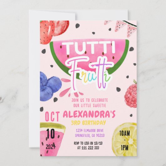 Tutti Frutti Fruit 1e 3e 4e 6e 7e 8e 9e Kaart (Voorkant)