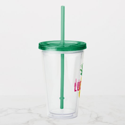 Tutti Frutti Fruit Pineapple Personalized Girls Acryl Drinkbeker (Rechts)