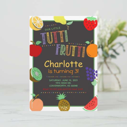 Tutti Frutti Fruit Verjaardag Kaart (Staand voorkant)