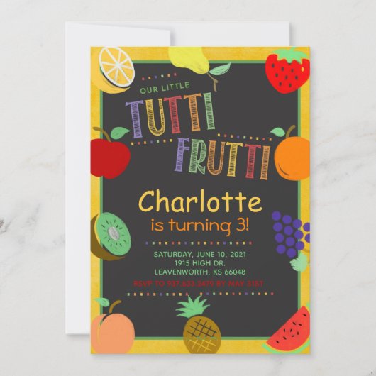 Tutti Frutti Fruit Verjaardag Kaart (Voorkant)