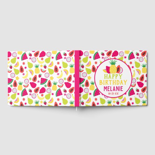 Tutti Frutti Fun Verjaardag Tropisch Fruit Patroon Gastenboek (Volledig)