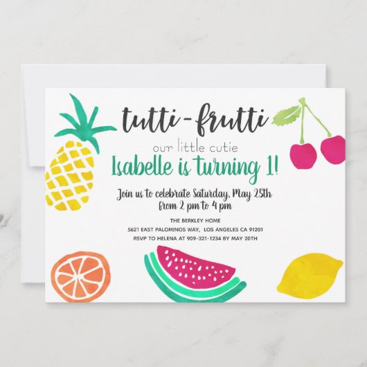 Tutti Frutti Invitation for Birthday of Any Event! Kaart (Voorkant)