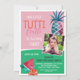 Tutti Frutti Kinderverjaardagsfeestje Kaart
