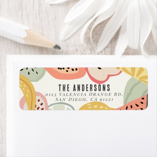 Tutti Frutti Kleurrijke Fruit 2e Verjaardag Etiket (Insitu)