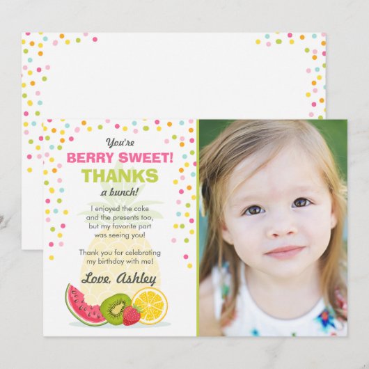 Tutti Frutti Party Fruit Verjaardag Dank u kaart (Voorkant / Achterkant)